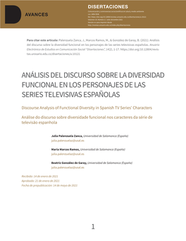 1 Análisis Del Discurso Sobre La Diversidad Funcional En