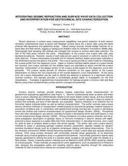 Integrating Seismic Refraction and Surface Wave Data Collection and Interpretation for Geotechnical Site Characterization