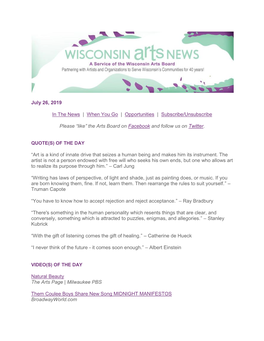 WAB Wisconsin Arts News