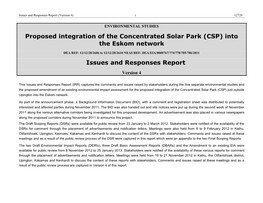 Environmental Impact Assessment for the Proposed Integration of the Concentrated Solar Park (CSP) Just Outside Upington Into the Eskom Network