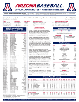 OFFICIAL GAME NOTES · Arizonawildcats.Com