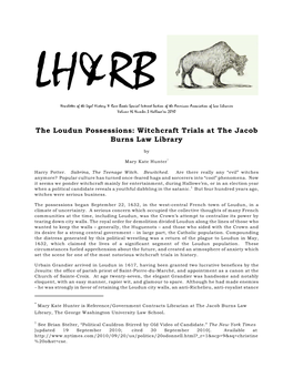 The Loudun Possessions: Witchcraft Trials at the Jacob Burns Law Library