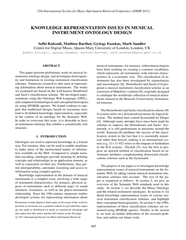 Knowledge Representation Issues in Musical Instrument Ontology Design