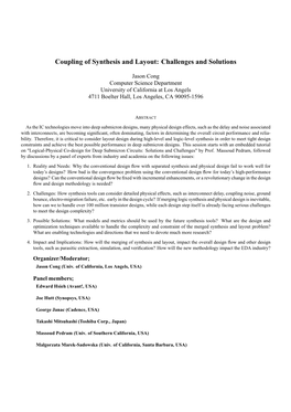 Coupling of Synthesis and Layout: Challenges and Solutions