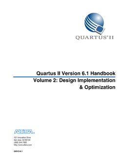 Quartus II Version 6.1 Handbook, Volume 2: Design Implementation & Optimization