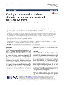 Cushing's Syndrome with No Clinical Stigmata – a Variant Of