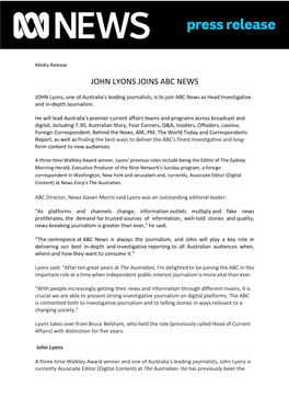 John Lyons Joins Abc News