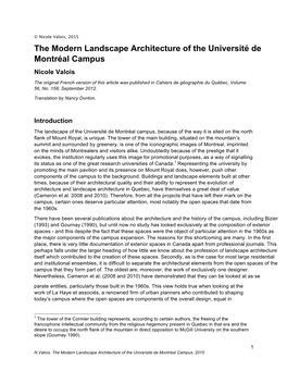 The Modern Landscape Architecture of the Université De Montréal Campus Final