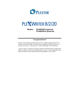 Plextor 8/2/20 Manual, 4Th Draft