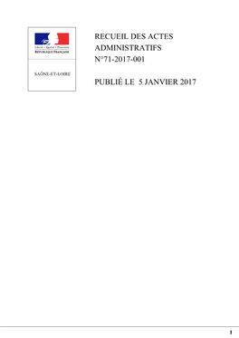 Recueil Des Actes Administratifs N°71-2017-001