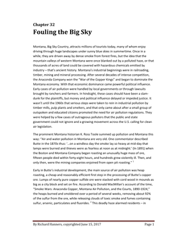 Fouling the Big Sky