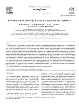 Evolution of Host Specificity in Fleas: Is It Directional and Irreversible?