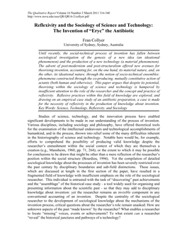 Reflexivity and the Sociology of Science and Technology: the Invention of “Eryc” the Antibiotic