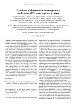 Prevalence of Chromosomal Rearrangements Involving Non-ETS Genes in Prostate Cancer