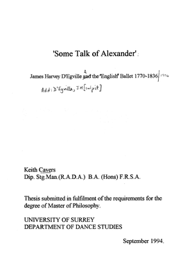 'Some Talk of Alexander'