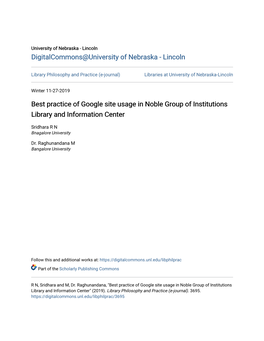 Best Practice of Google Site Usage in Noble Group of Institutions Library and Information Center