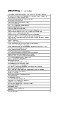 SYNDROME (1 Key Word/Video)