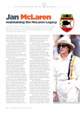 Jan Mclaren Maintaining the Mclaren Legacy