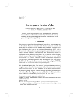 Scoring Games: the State of Play