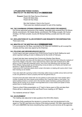 Littlebourne Parish Council Minutes of the Meeting Held on 4 March 2020