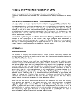 Heapey and Wheelton Parish Plan 2006