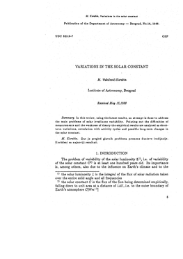 Variations in the Solar Constant