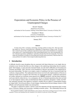 Expectations and Economic Policy in the Presence of Unanticipated Changes