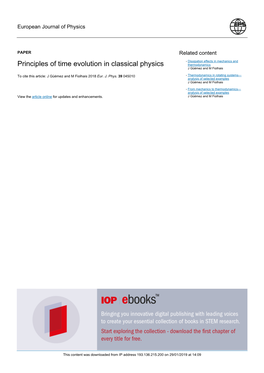 Principles of Time Evolution in Classical Physics Thermodynamics J Güémez and M Fiolhais