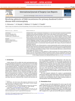 Resolving Sphincter of Oddi Incontinence for Primary Duodenal Crohn’S