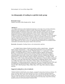 An Ethnography of Reading in a Spiritist Study Group