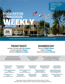 Boca Raton Synagogue Weekly