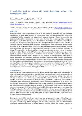 A Modelling Tool to Inform City Scale Integrated Water Cycle Management Plans