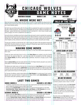 Chicaggo Wolves Game Notes