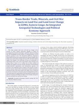 Trans-Border Trade, Minerals, and Civil War Impacts on Land Use And