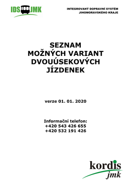 Seznam Možných Variant Dvouúsekových Jízdenek