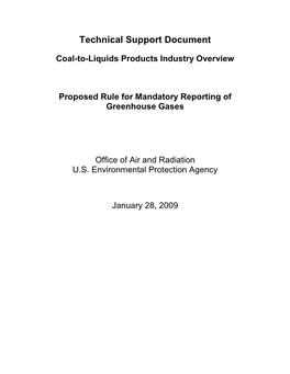 Technical Support Document: Suppliers of Coal-Based Liquid Fuels