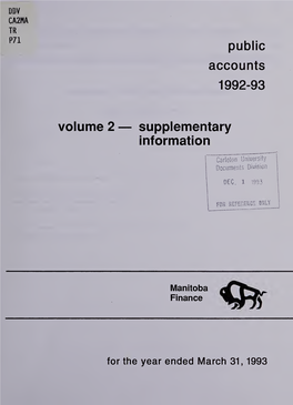 Manitoba Public Accounts, 1992-93. Vol. 2 Supplementary Information
