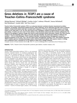 Gross Deletions in TCOF1 Are a Cause of Treacher–Collins–Franceschetti Syndrome
