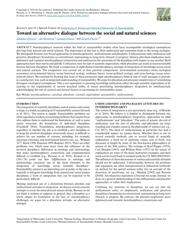 Toward an Alternative Dialogue Between the Social and Natural Sciences