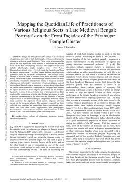 Mapping the Quotidian Life of Practitioners of Various Religious Sects in Late Medieval Bengal: Portrayals on the Front Façades of the Baranagar