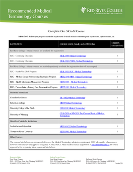 Recommended Medical Terminology Courses