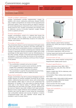 Concentrator, Oxygen UMDNS GMDN 12873 Oxygen Concentrators 12873 Stationary Oxygen Concentrator 31321 Portable Oxygen Concentrator