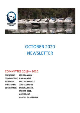 October 2020 Newsletter