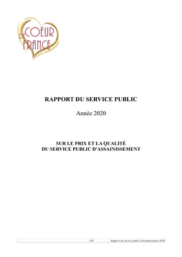 RAPPORT DU SERVICE PUBLIC Année 2020