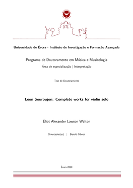 Complete Works for Violin Solo Eliot Alexander Lawson Walton