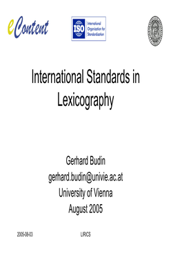 International Standards in Lexicography (Pdf)