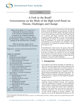 A Fork in the Road? Conversations on the Work of the High Level Panel on Threats, Challenges and Change