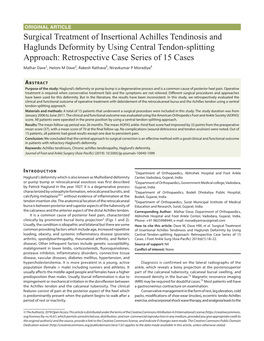 Surgical Treatment of Insertional Achilles Tendinosis and Haglunds