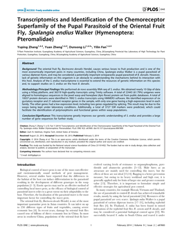 Transcriptomics and Identification of the Chemoreceptor Superfamily Of