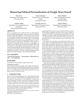 Measuring Political Personalization of Google News Search